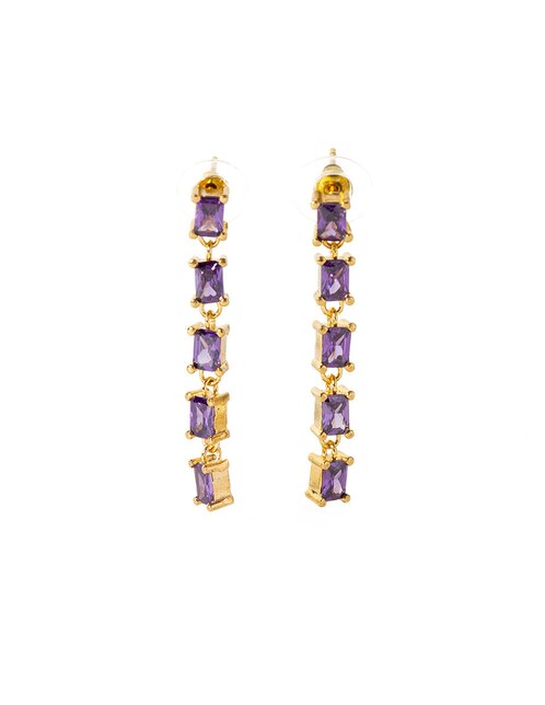 Aretes de rectángulo con acabado baño de oro 1