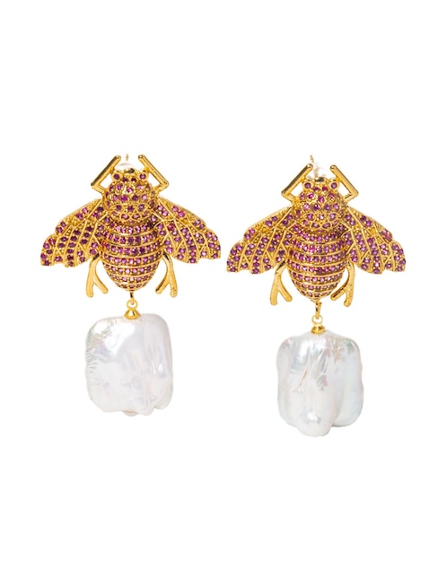 Aretes de abeja de oro amarillo con acabado brillante 1