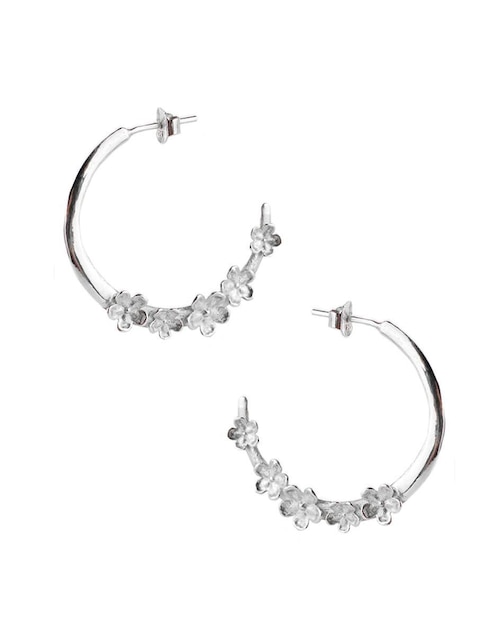 Arracadas de flor Anante Floral de plata P 925 con acabado brillante
