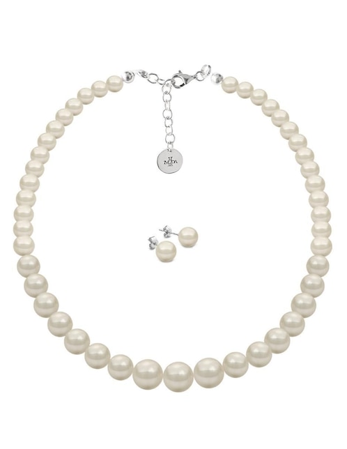 Aretes y collar Zvezda Pearls de plata P 925 cristal