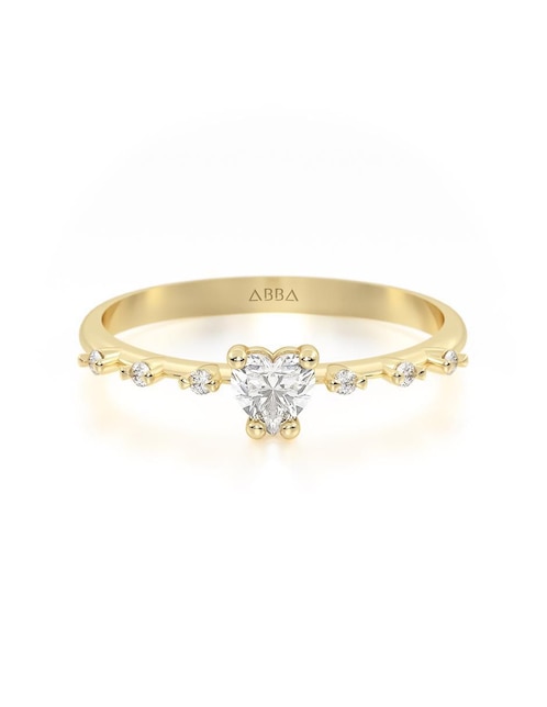 Anillo "de (si aplica)" corazón abba joyas sin familia o colección no aplica 10 k "de" oro zirconia pavé