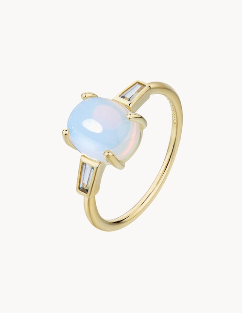 Anillo con gema Moon circonita con acabado baño de oro 1
