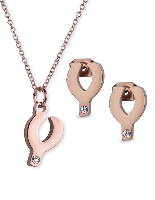 Aretes y collar de letras zirconia cúbica