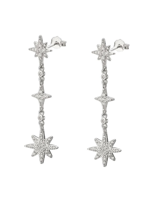 Aretes de estrella Enso de plata P 925 con acabado brillante zirconia