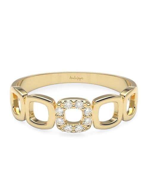 Anillo "de (si aplica)" redondo amelie joyas estuche de regalo sin licencia 14 k "de" oro zirconia