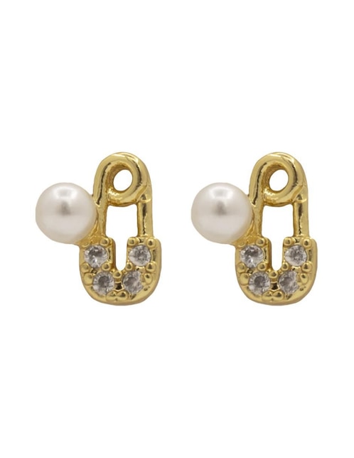 Aretes de candado Oro Angelus Tendencias con acabado baño de oro zirconia