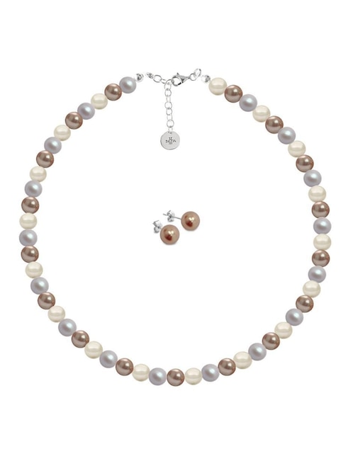 Aretes y collar Zvezda Pearls de plata P 925 cristal