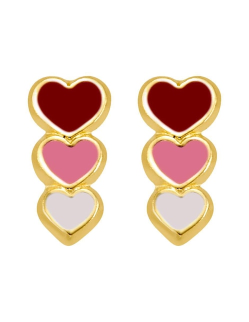 Broqueles de corazón Oro Angelus de oro con acabado esmaltado