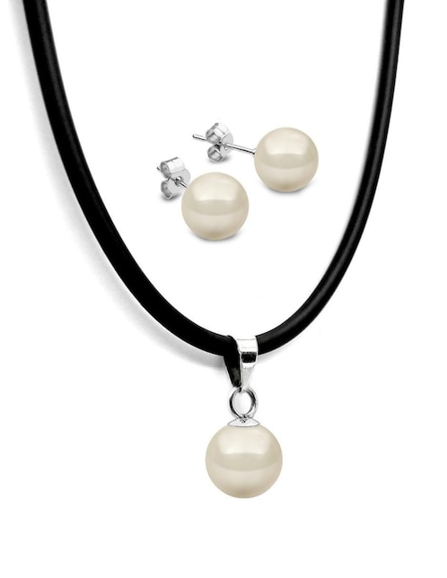 Aretes y collar Zvezda Perlas de plata P925 cristal