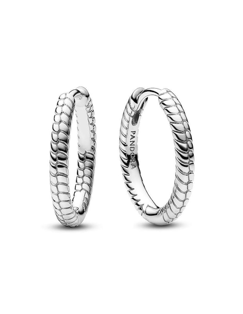 Aretes de aro redondos Pandora Moments de plata P 925 con acabado plateado