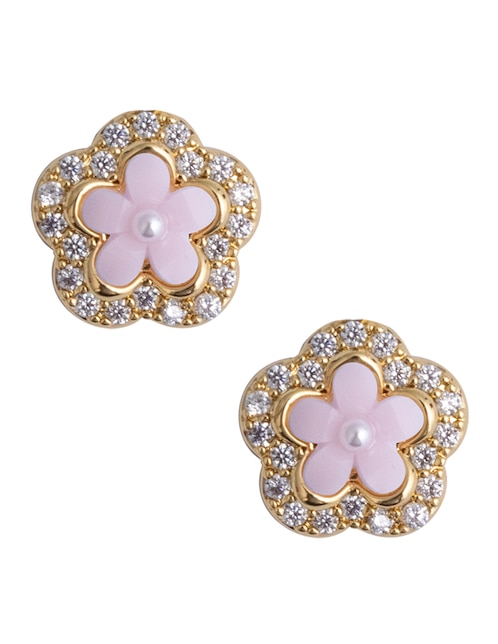 Broqueles de flor Westies Estacional con acabado brillante zirconia
