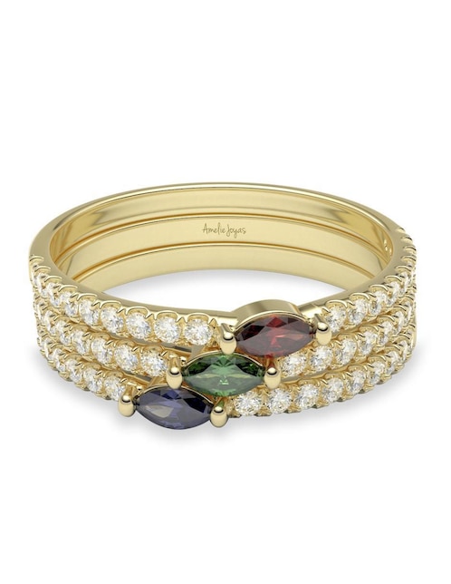 Anillo Amelie Joyas 14 k de oro zirconia brillante
