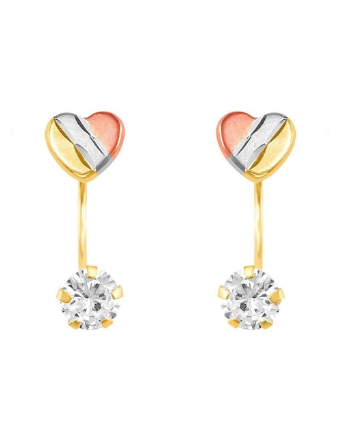 Broqueles de corazón Oro Angelus de oro con acabado brillante zirconia