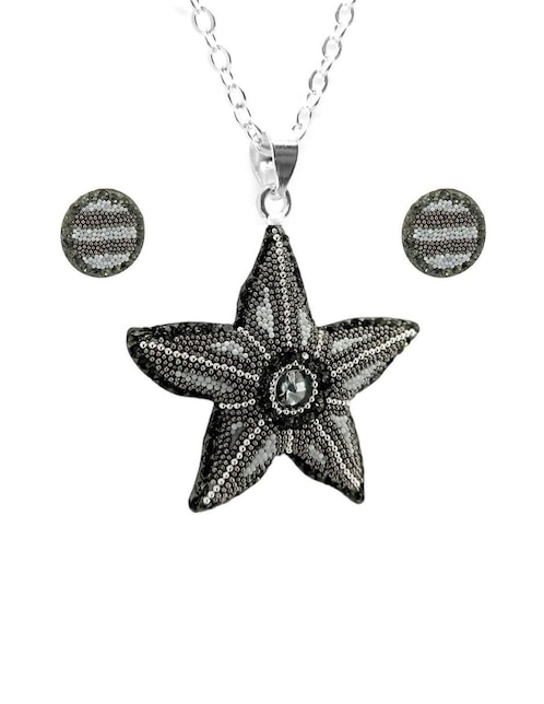 Aretes y collar de estrella Zvezda de plata P925 cristal