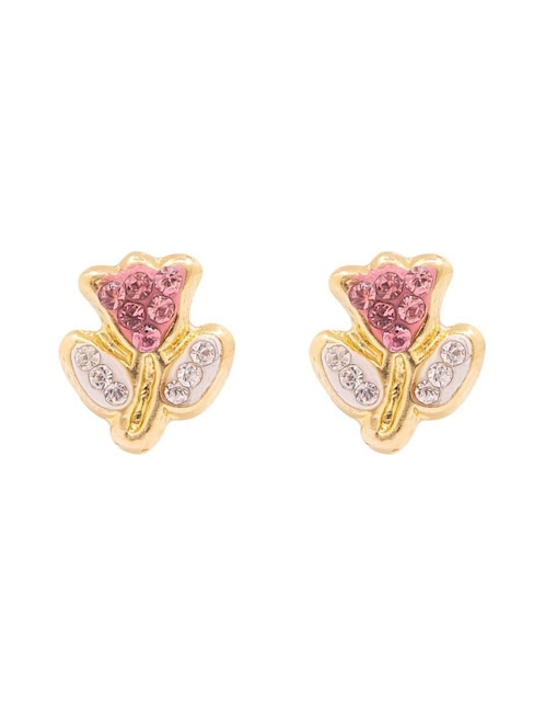 Broqueles de flor Oro Angelus de oro con acabado brillante zirconia