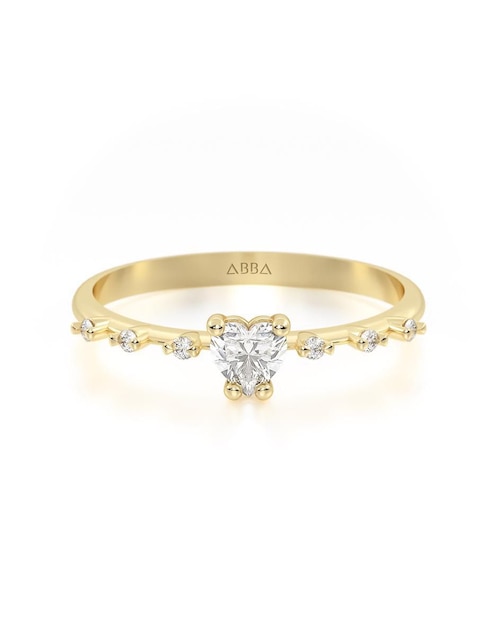 Anillo de coraz n Abba Joyas 14 k de oro zirconia Suburbia