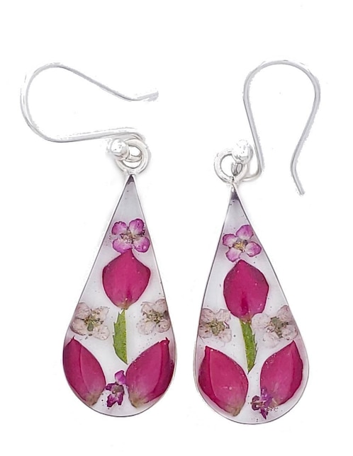 Aretes de gota Naturaleza Encapsulada de plata P 925 con acabado brillante resina 1