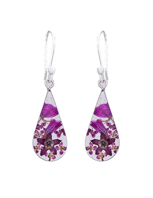 Aretes de gota Naturaleza Encapsulada de plata P 925 con acabado brillante resina 1