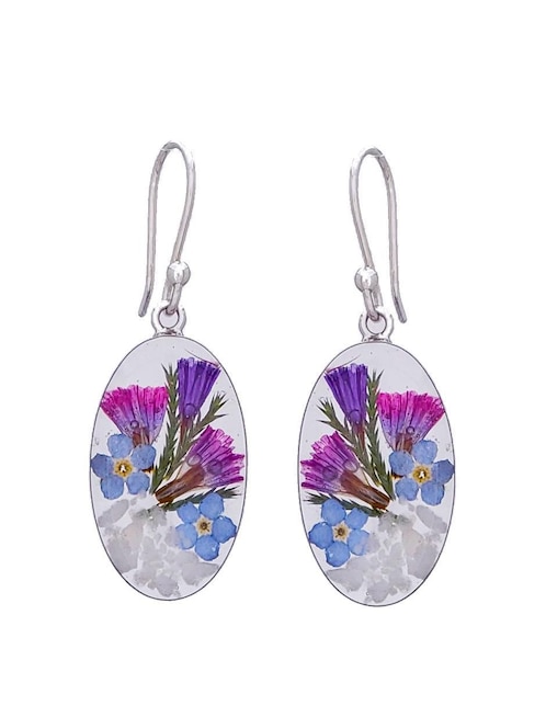 Aretes ovalados Naturaleza Encapsulada de plata P 925 con acabado brillante resina 1