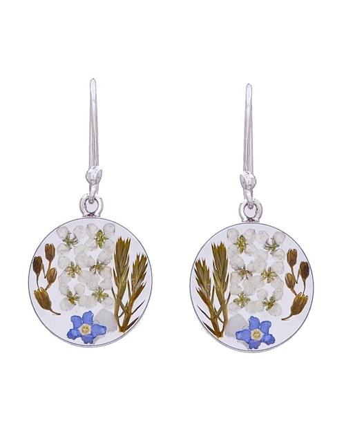 Aretes redondos Naturaleza Encapsulada de plata P 925 con acabado brillante resina 1