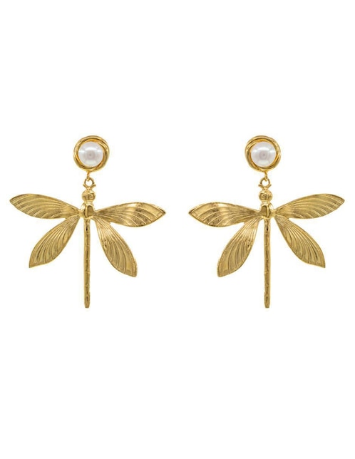 Aretes de libélula Ablime Joyería con acabado brillante perla