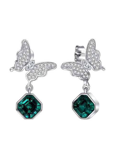 Aretes de mariposa Mayfer Joyería Oporto con acabado brillante cristal