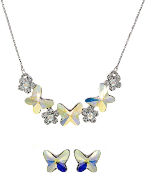 Set de collar y aretes Mayfer Joyería cristal austriaco