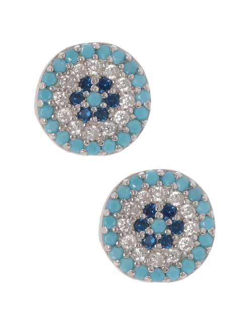 Broqueles de flor Mediterraneo Ojo de plata P 925 con acabado brillante zirconia 1