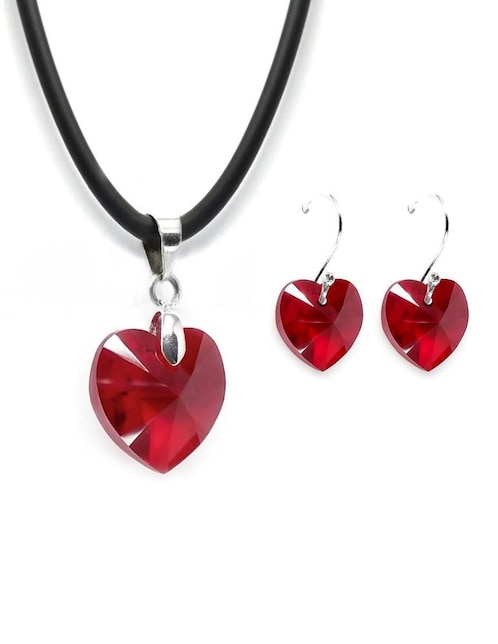 Aretes y collar de corazón Zvezda de plata P925 cristal