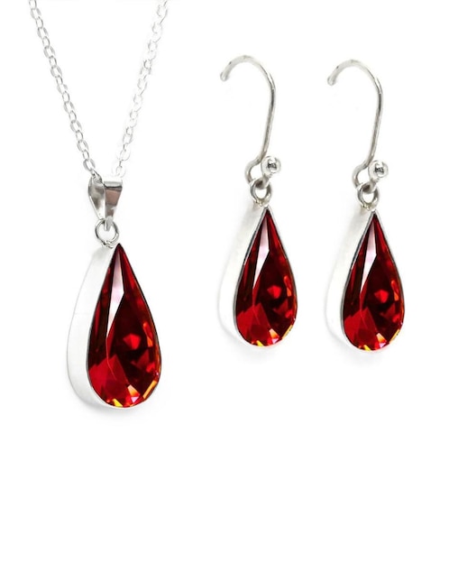 Aretes y collar de gota Zvezda de plata P925 cristal
