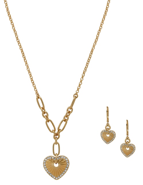 Aretes y collar de corazón Holiday Pouch cristal