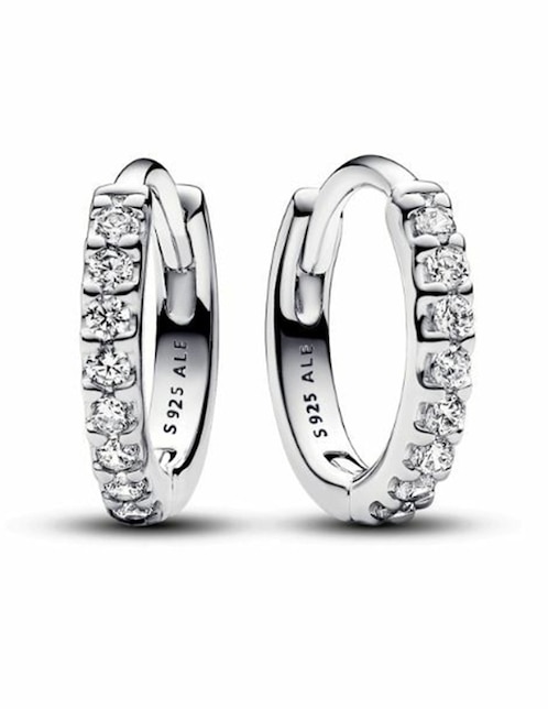 Aretes de aro redondos Pandora Timeless de plata P 925 con acabado brillante zirconia cúbica