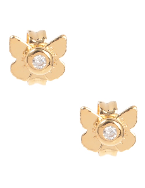Aretes redondos Classic con acabado baño de oro circonita 1