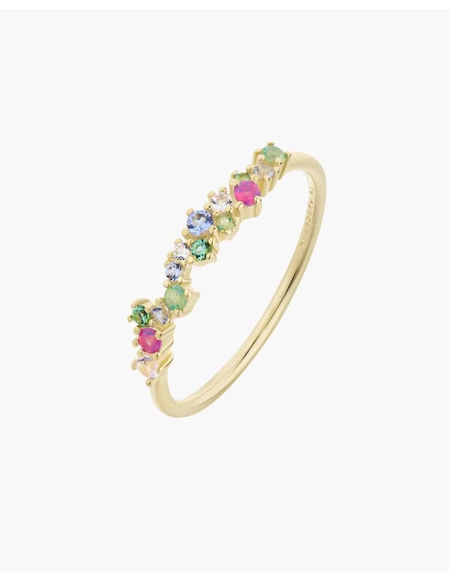 Anillo Apodemia Guadaloupe circonita con acabado baño de oro 18 k