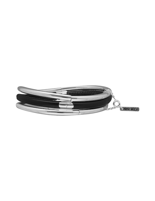 Pulsera Nine West Jet Leather con acabado brillante