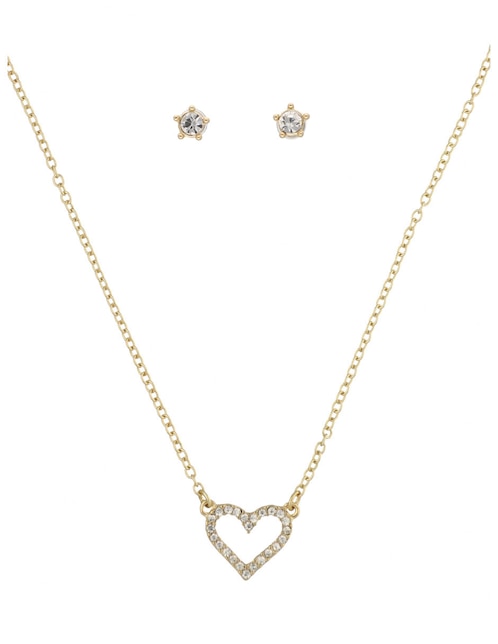 Set aretes y collar de corazón Nine West Design Studio cristal