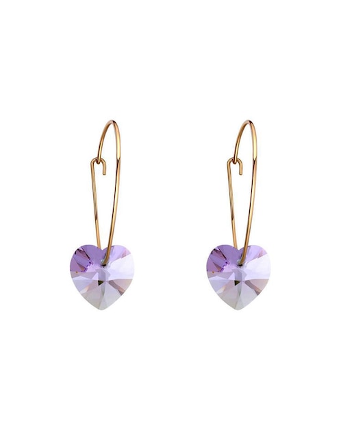 Arracadas de corazón Ocean Heart Elegance con acabado baño de oro cristal