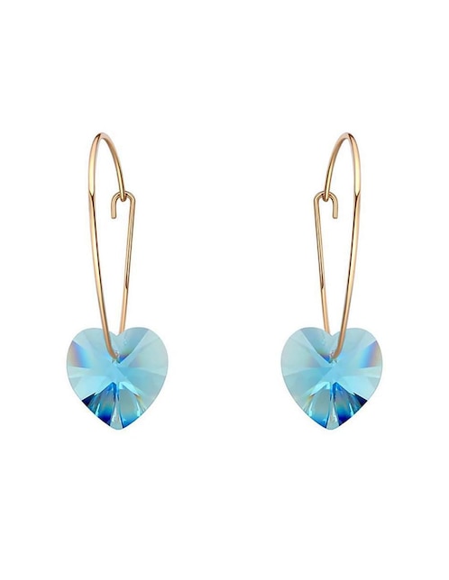 Arracadas de corazón Ocean Heart Elegance con acabado baño de oro cristal
