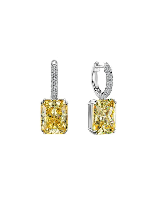 Aretes de rectángulo Gladkova Joyería de plata P 925 con acabado baño rodio topacio