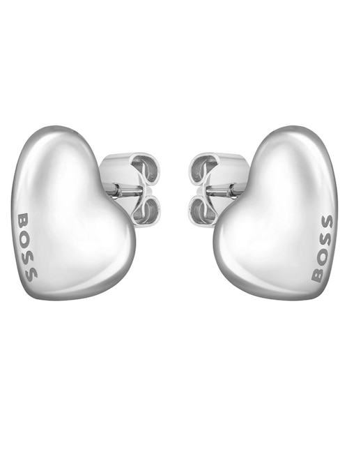 Aretes de corazón Hugo Boss Honey con acabado brillante