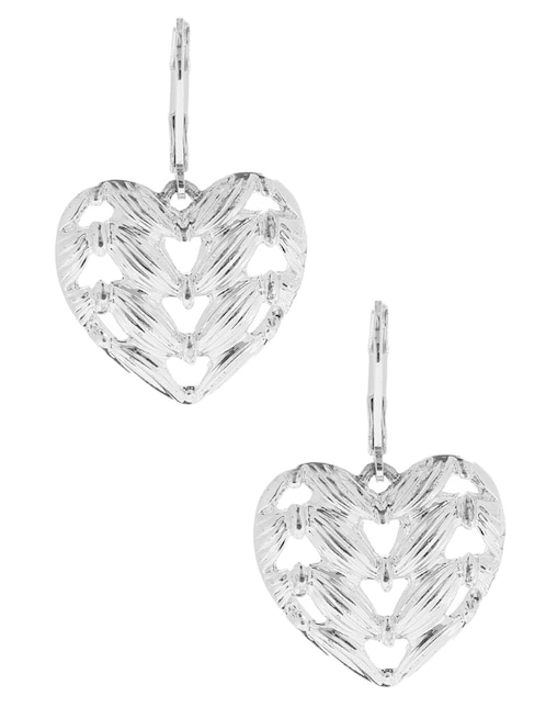 Aretes de corazón J'adore con acabado brillante
