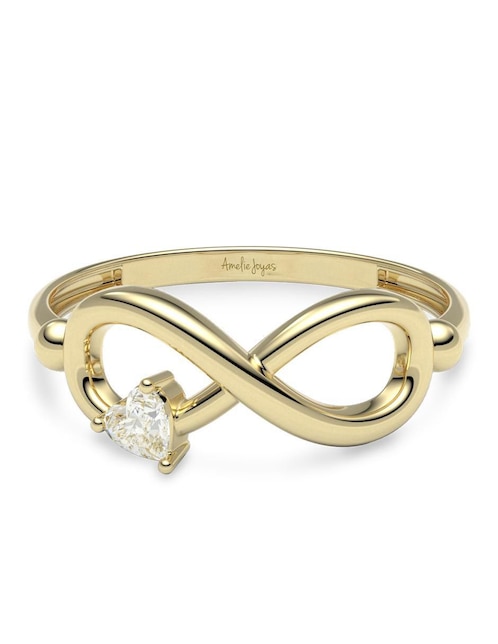 Anillo de corazón Amelie Joyas 14 k de oro zirconia brillante