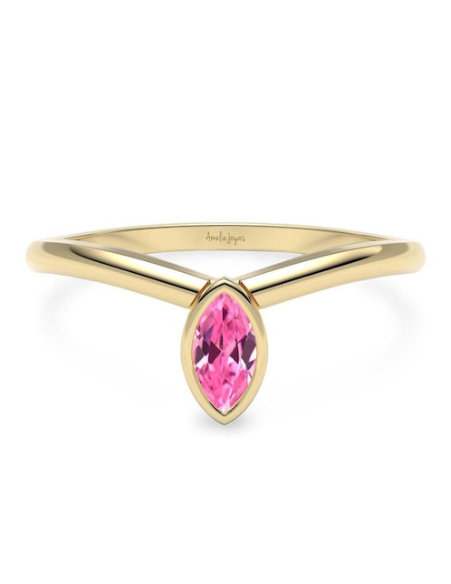 Anillo geométrico Amelie Joyas 14 k de oro zirconia brillante