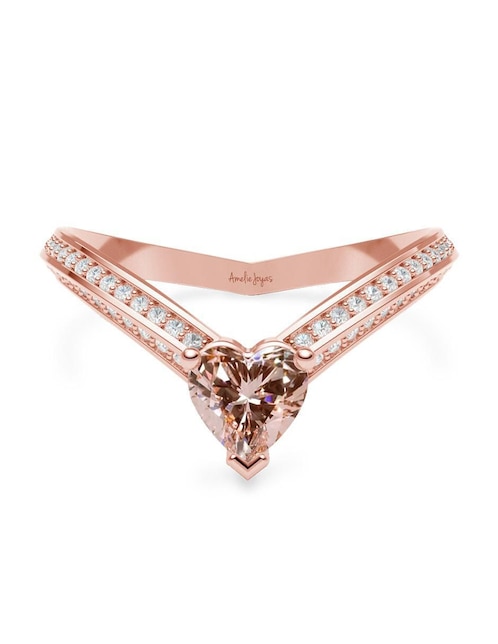 Anillo de corazón Amelie Joyas 14 k de oro zirconia brillante