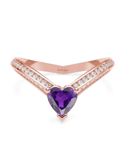 Anillo de corazón 14 k de oro zirconia brillante 1