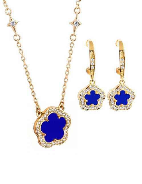 Aretes y collar de trébol Trébol circonita 1