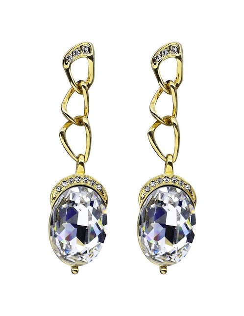 Aretes ovalados Ocean Heart Beauty con acabado baño de oro cristal
