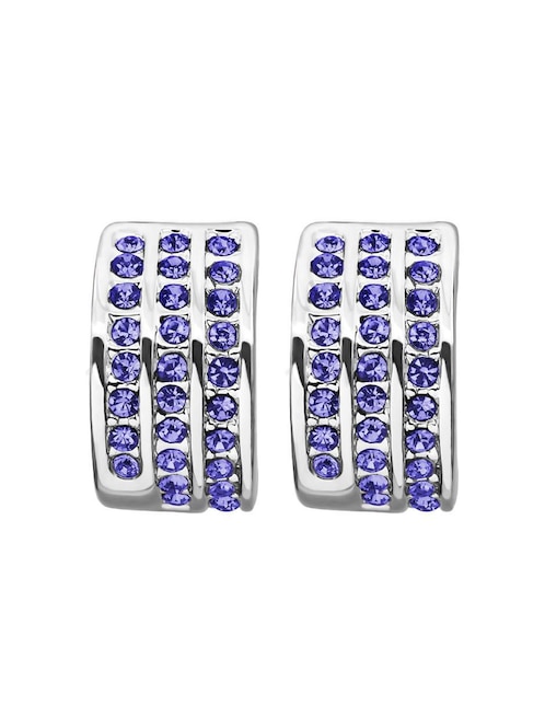 Aretes rectangulares Ocean Heart Pretty con acabado baño de oro blanco cristal