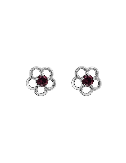 Broqueles de flor Esenciales de plata P 925 con acabado brillante zirconia 1