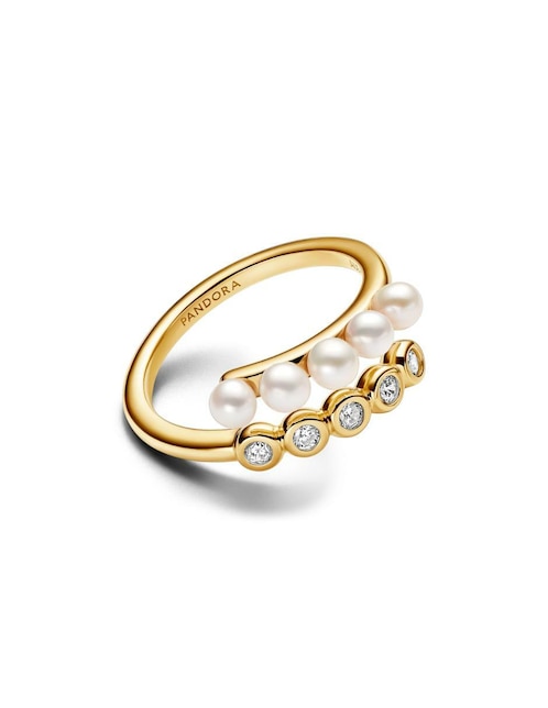 Anillo Pandora Timeless de plata P 925 perla con acabado baño de oro